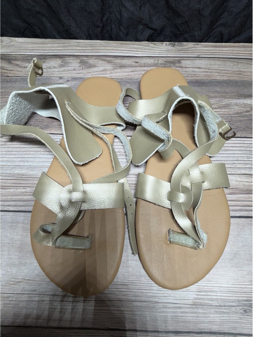 Gold Flat Sandals Women Europe Size 39